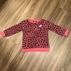 Nike Kids Leopard Print Pullover Top, Pink,‎ 24M, Toddler Sweatshirt